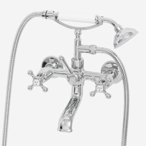 Roulette Cast Bath/Shower Diverter with Cradle & Handshower with Hob Legs